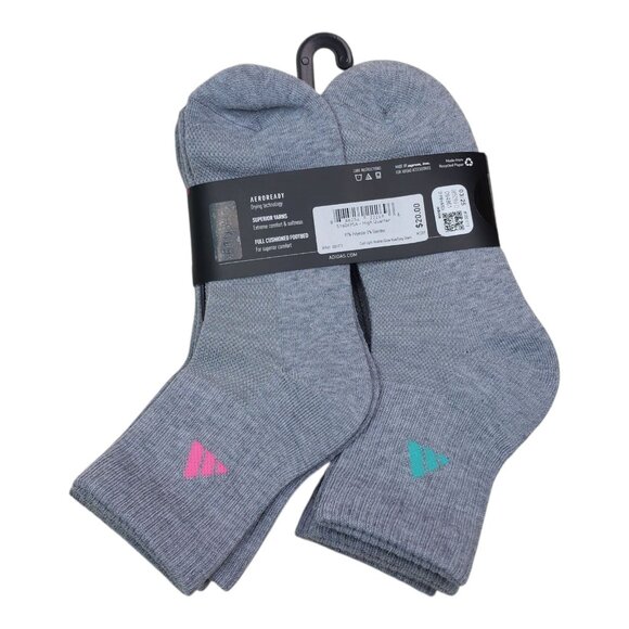 Adidas Womens Cushioned AEROREADY Ankle Socks 6 Pairs Shoe Size 5-10 Drying - Picture 3 of 10